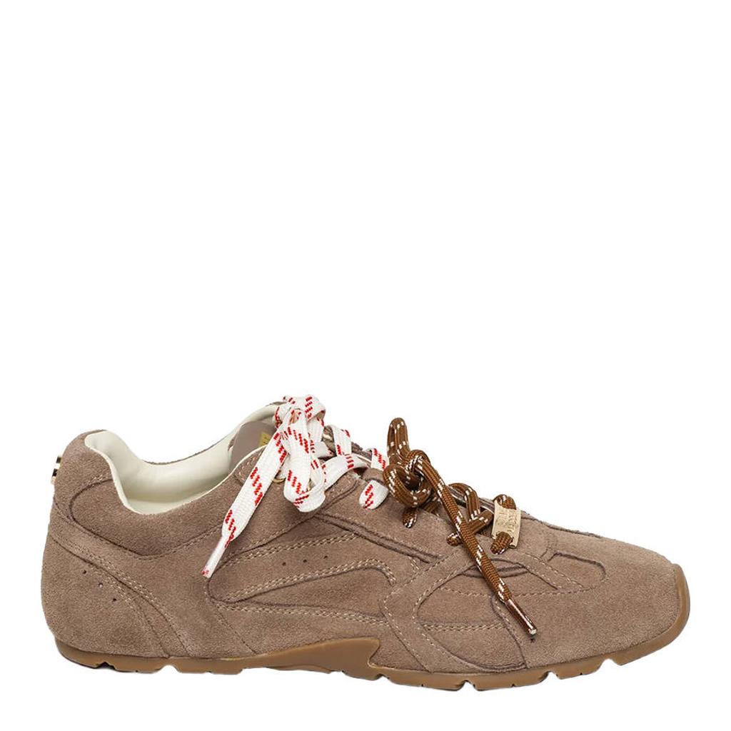 Taupe dames Steve Madden Asiel suède sneakers met veters