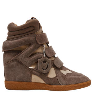 suède sneakers met sleehak taupe