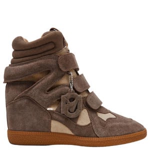 suède sneakers met sleehak taupe