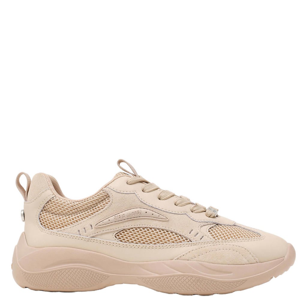 Beige dames Steve Madden Premio-E chunky leren sneakers - met veters