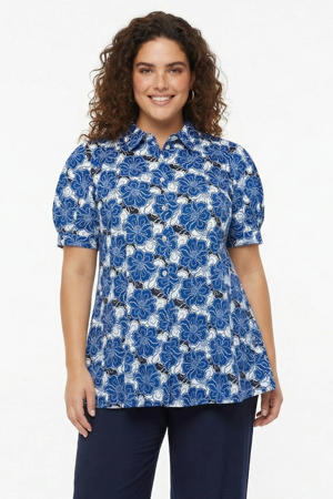 gebloemde blouse blauw