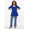YOEK regular waist gebloemde flared broek blauw