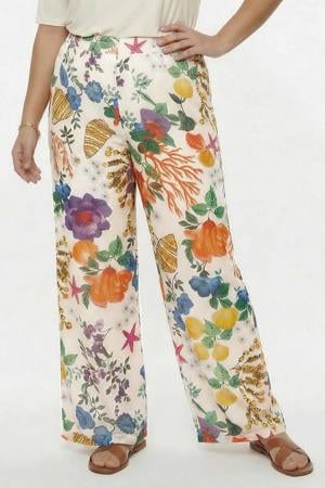 wide leg regular waist broek multi