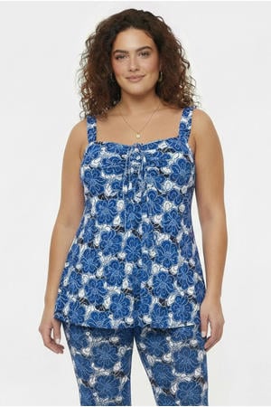 gebloemde top blauw