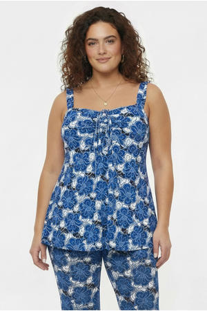 gebloemde top blauw