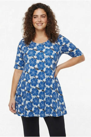 gebloemde tuniek blauw