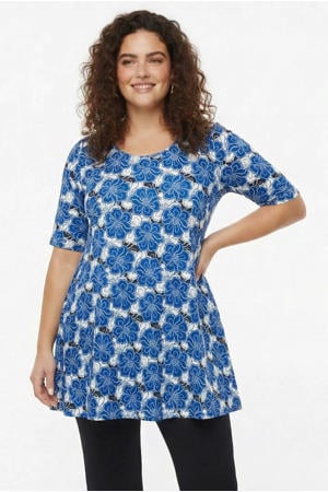 gebloemde tuniek blauw