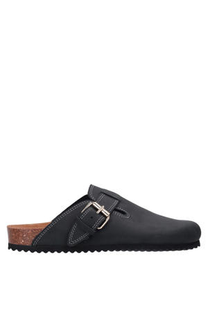 suède clogs zwart
