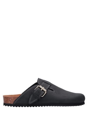 suède clogs zwart