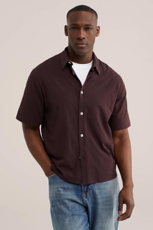 regular casual overhemd donkerbruin