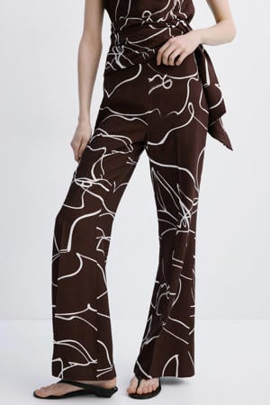 wide leg regular waist broek bruin