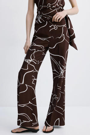 wide leg regular waist broek bruin