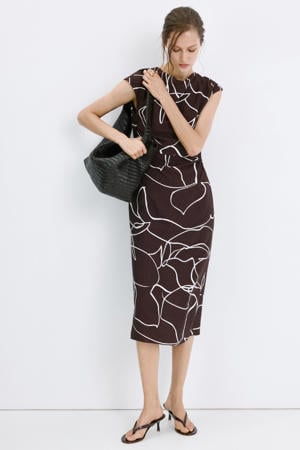 midi jurk bruin
