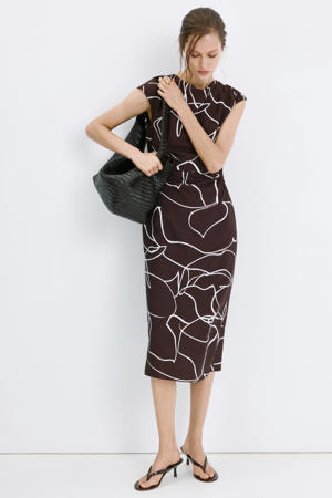 midi jurk bruin