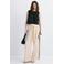 Mango wide leg high waist broek met linnen ecru
