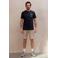 Kultivate regular fit T-shirt met backprint - donkerblauw