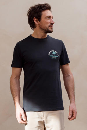 regular fit T-shirt met print - donkerblauw