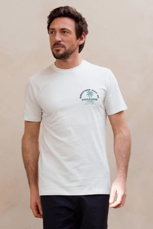 regular fit T-shirt met print - wit