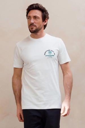 regular fit T-shirt met print - wit