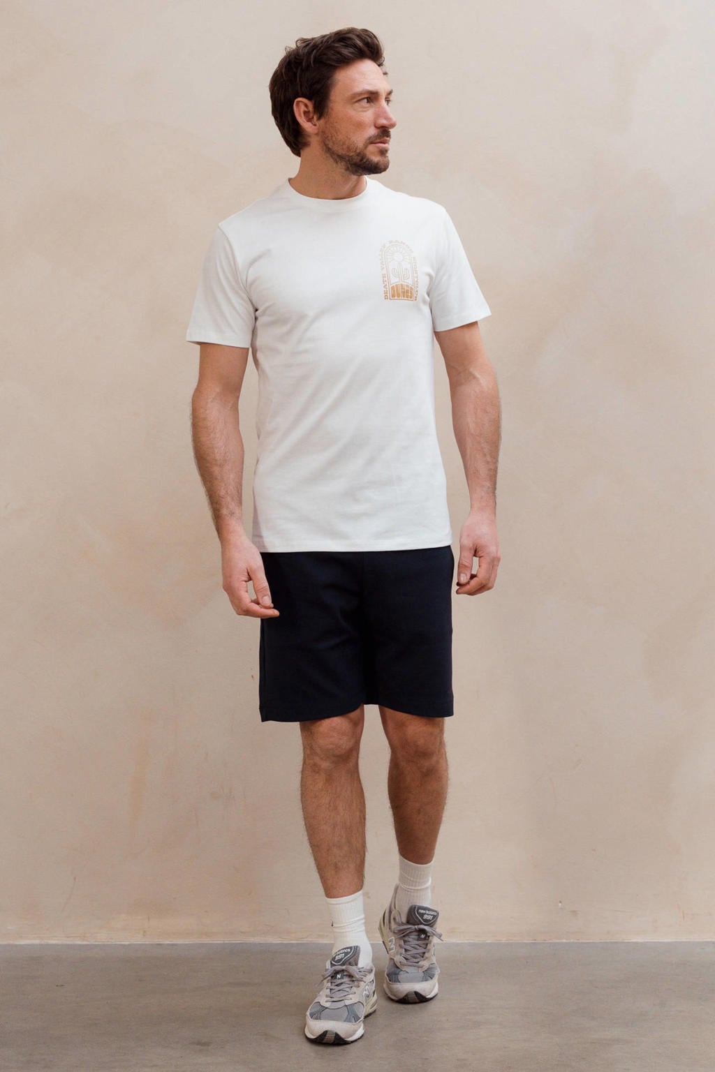 Witte heren Kultivate regular fit T-shirt met korte mouwen en ronde hals