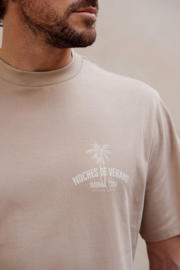 thumbnail: Kultivate regular fit T-shirt met backprint - beige