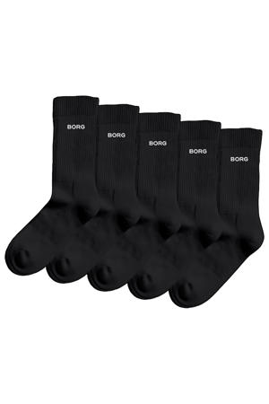Essential katoenen sokken met logo - set van 5 zwart