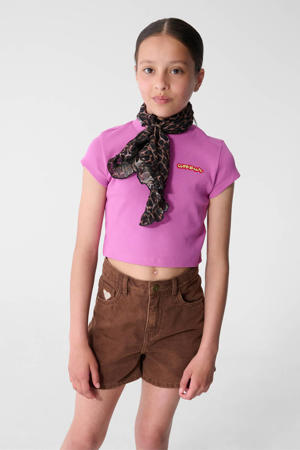 T-shirt rib gebreid paars