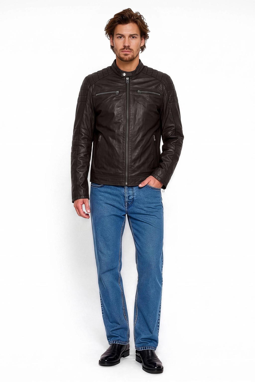 Goosecraft leren jas - donkerbruin
