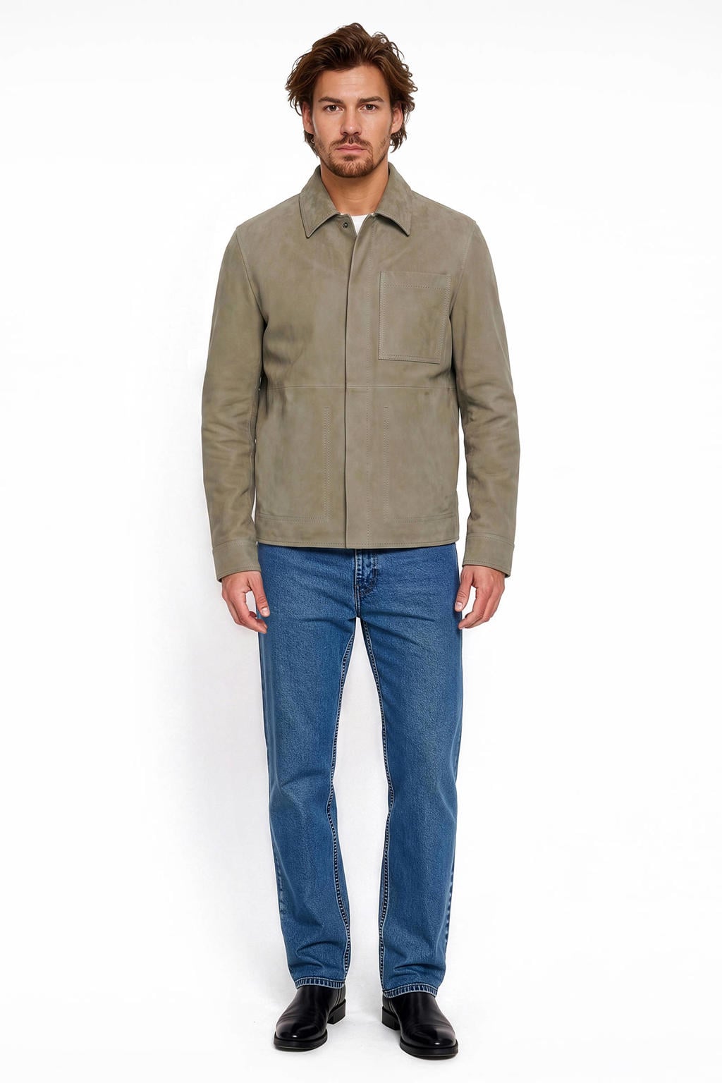Goosecraft leren regular fit overhemd - mint