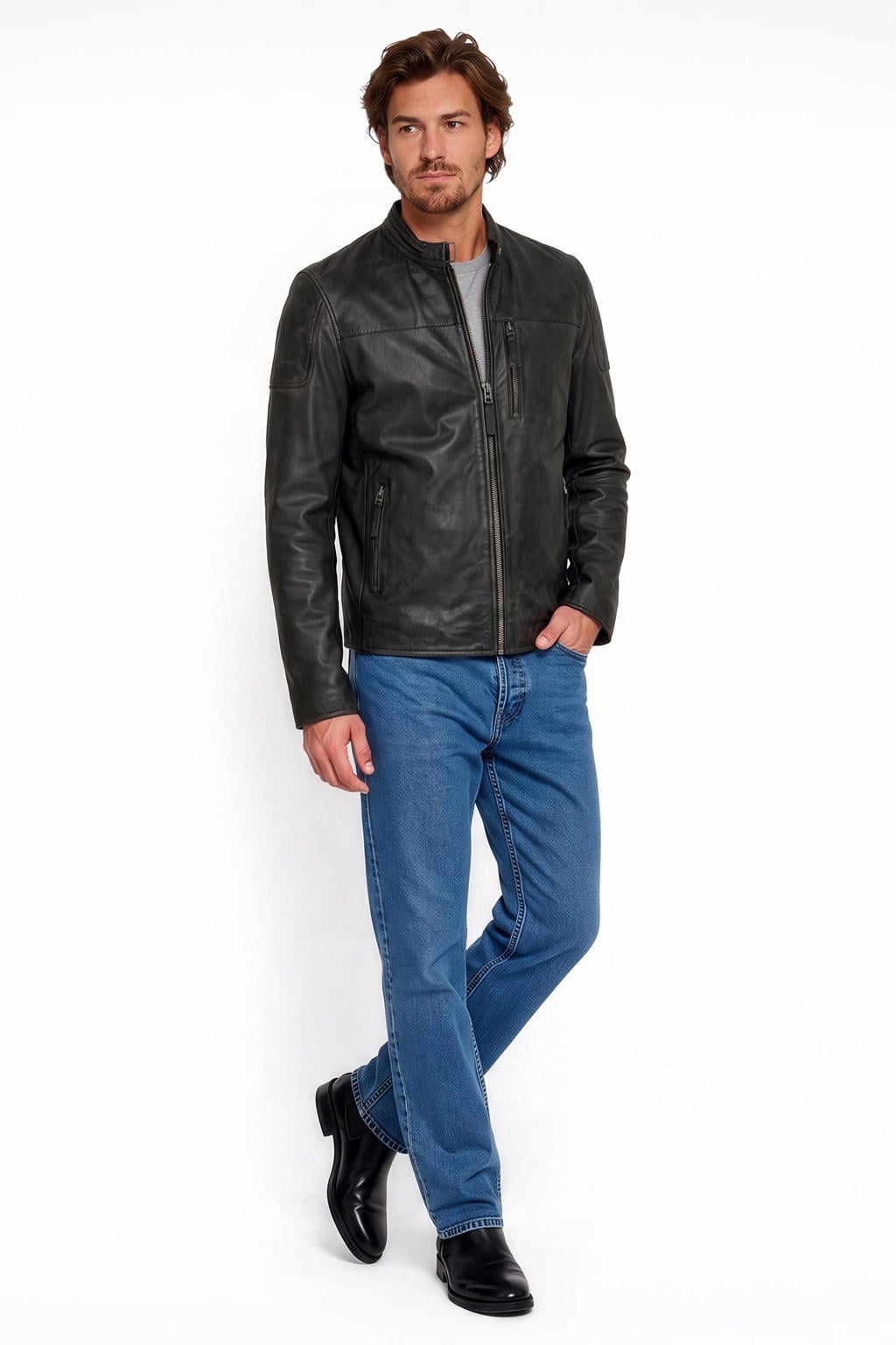 Goosecraft leren jas - donkerbruin