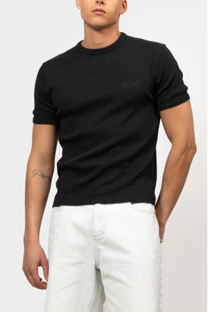slim t-shirt gebreid zwart
