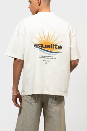 boxy T-shirt met backprint ecru