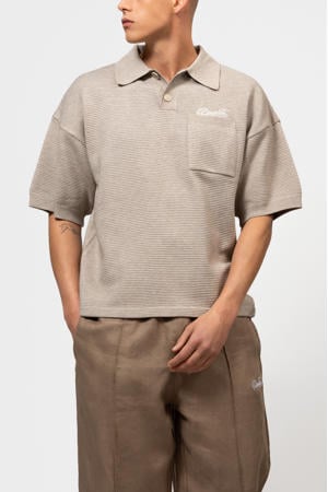 gebreide boxy polo taupe
