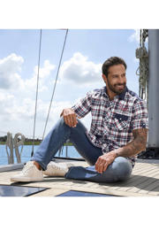 thumbnail: Jan Vanderstorm +FIT Collectie regular geruit casual overhemd donkerblauw