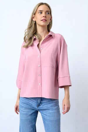 blouse met krijtstreep - roze