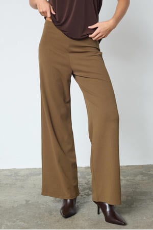 wide leg high waist palazzo broek donkergroen
