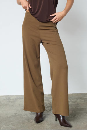 wide leg high waist palazzo broek donkergroen