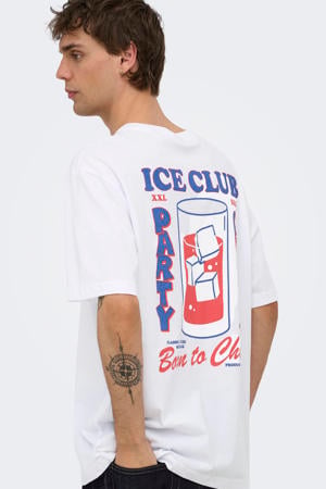 relaxed T-shirt met backprint wit