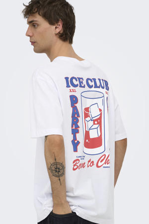 relaxed T-shirt met backprint wit