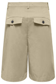 thumbnail: Zandkleurige dames ONLY regular waist bermuda short van katoen met haaksluiting en effen