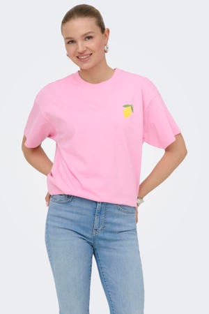 T-shirt met backprint roze