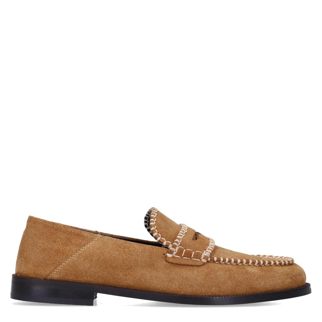 Cognackleurige dames Sacha suède loafers