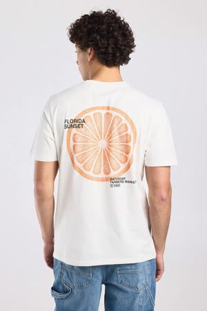 regular T-shirt met backprint wit