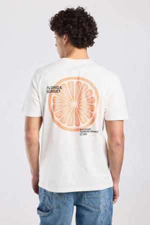regular T-shirt met backprint wit