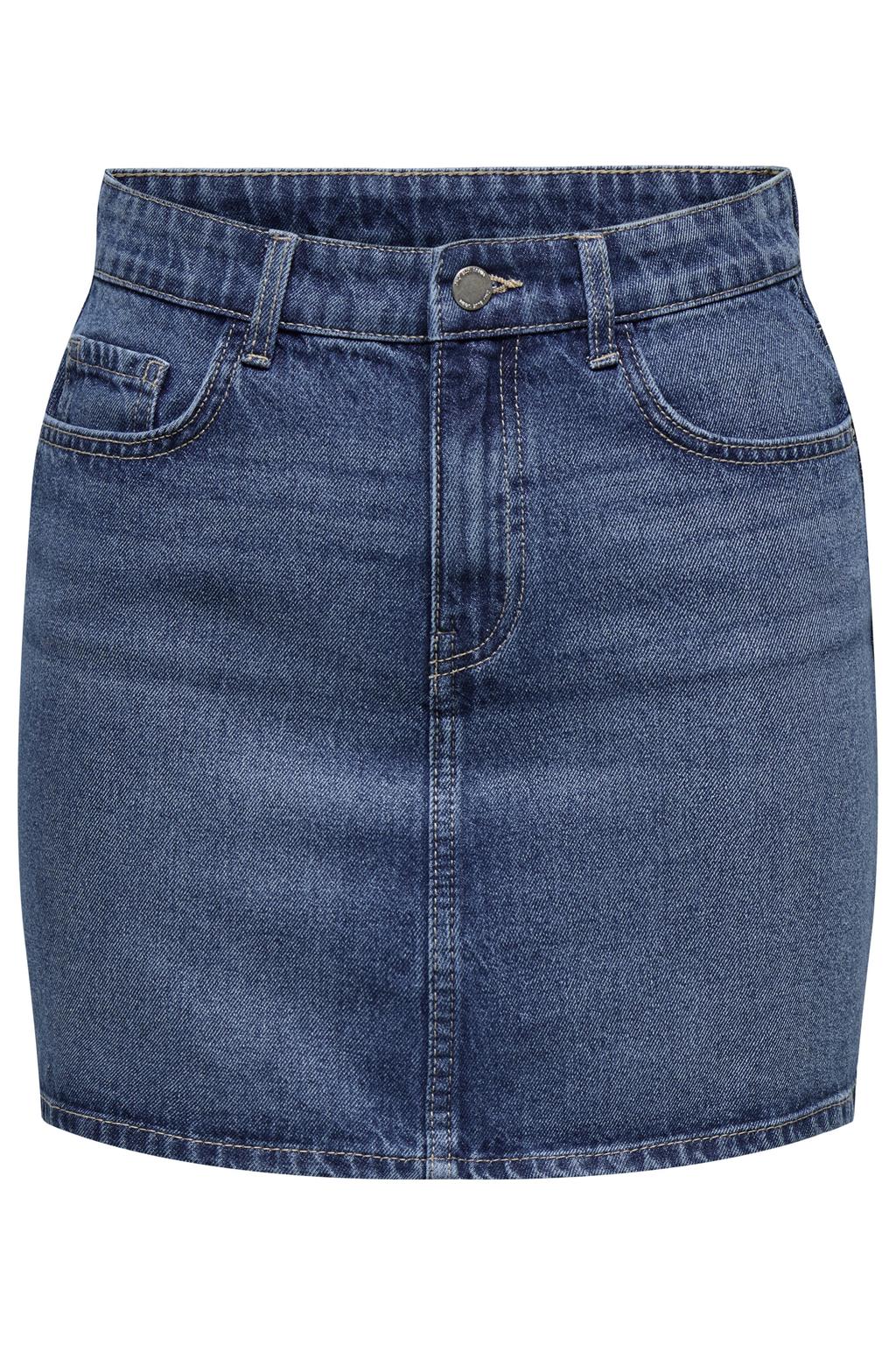 Medium blue denim dames ONLY spijkerrok gemaakt van denim en met rits- en knoopsluiting