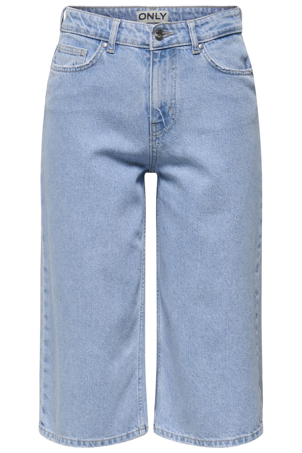 Light blue denim dames ONLY regular high waist casual short van denim met knoopsluiting en effen