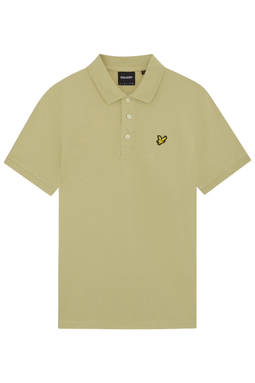 Limegroene heren Lyle & Scott regular polo groen van katoen met effen, korte mouwen, knoopsluiting en pique