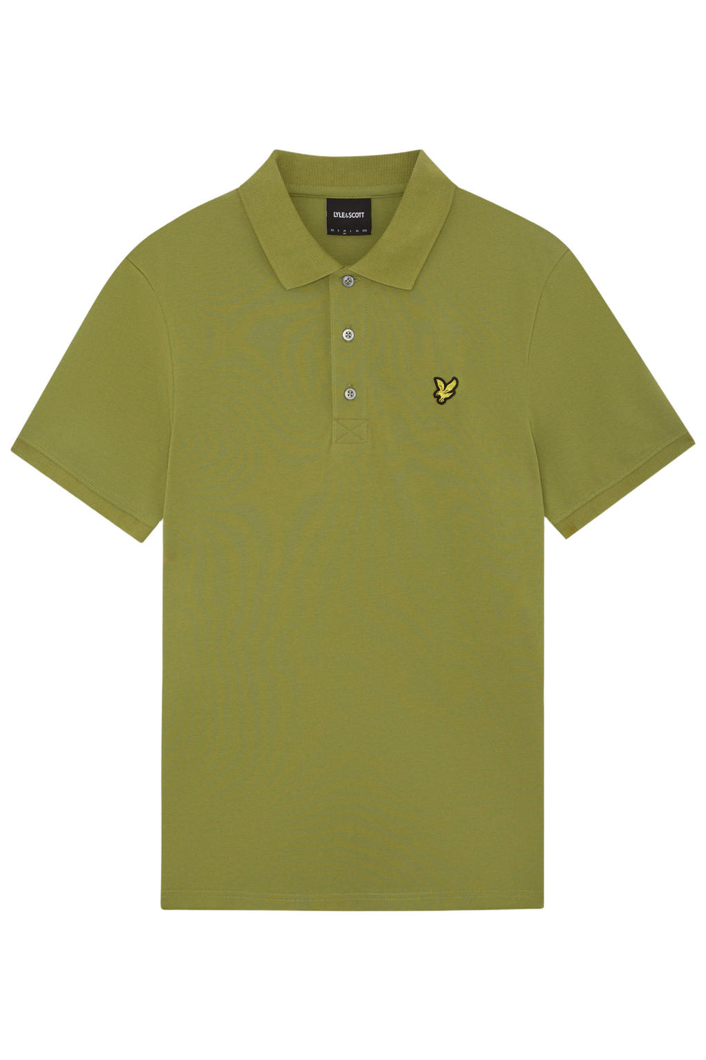 Olijfgroene heren Lyle & Scott regular polo van katoen met effen, korte mouwen, knoopsluiting en pique