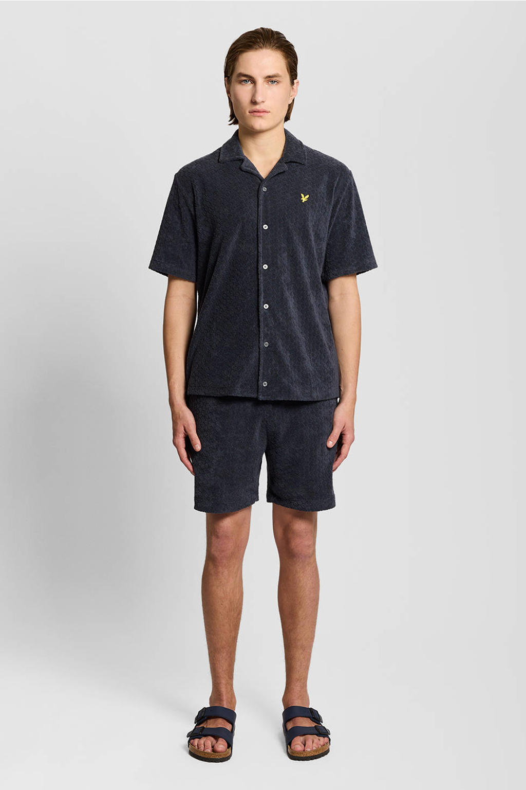 Lyle & Scott slim casual short donkerblauw