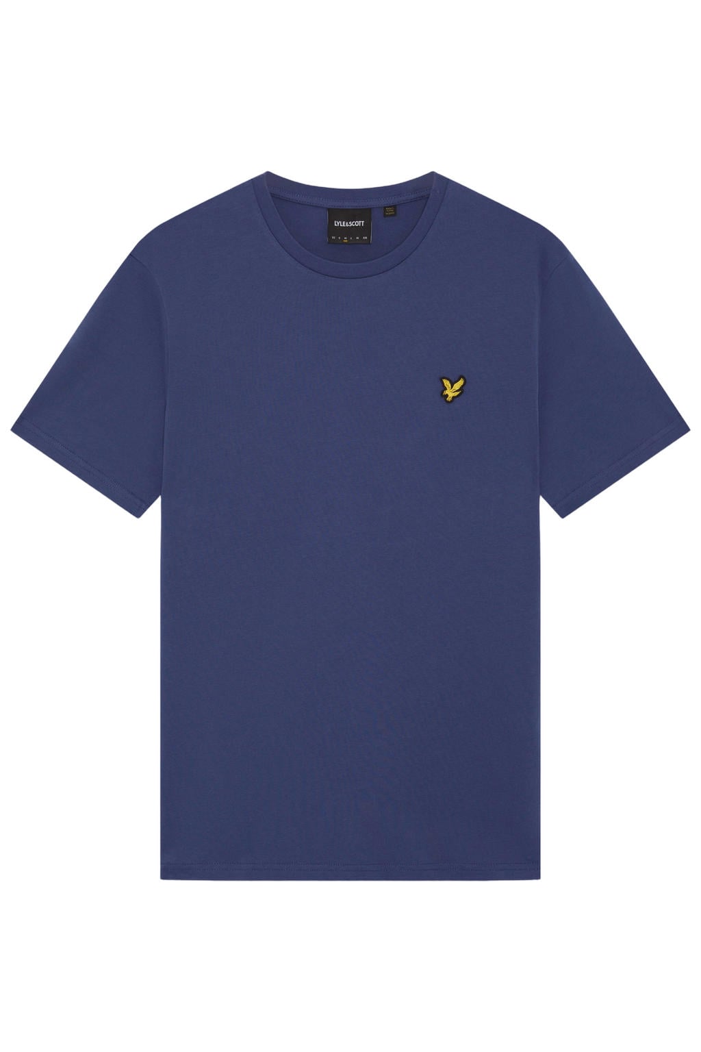 Blauwe heren Lyle & Scott regular T-shirt van katoen met effen, korte mouwen en ronde hals